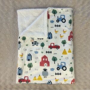 Thro Jimco Lamp Levi Farm Baby Blanket Barn Cow Chickens White Micromink Sheep